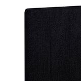 Close-up of black upholstered headboard