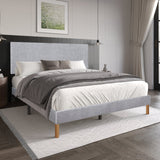 Heiden Light Gray Upholstered Platform Full Bed