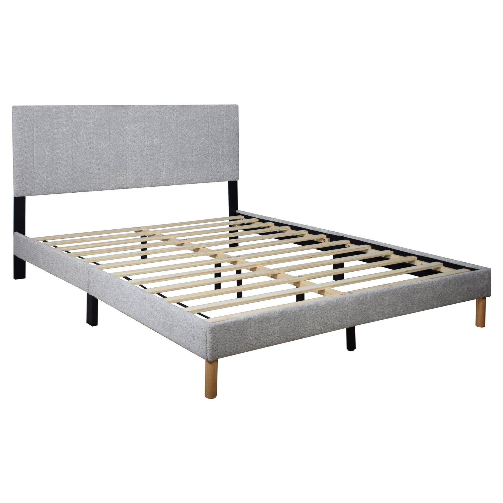 Heiden Light Gray Upholstered Platform Full Bed