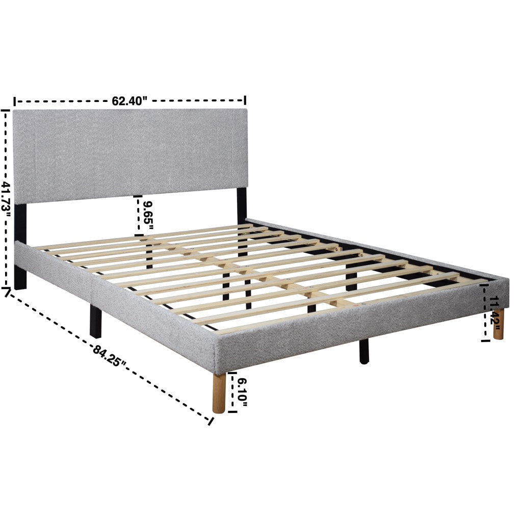Heiden Light Gray Upholstered Platform Full Bed