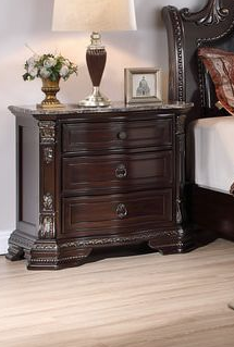 Bolla Brown Marble Top Nightstand front view