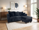 Room view of Omni Black Reversible Sectional sofa in modern living room