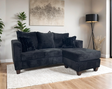 Omni Black Reversible Sectional sofa front view black upholstery
