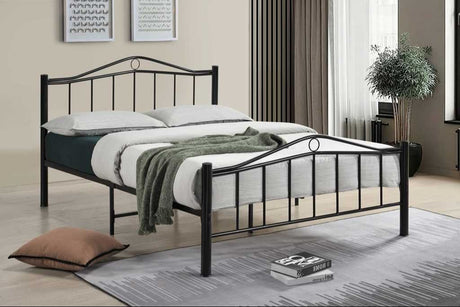 Bema black metal full platform bed side view
