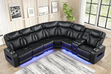 Barcelona sectional side view showing LED lights