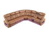 Brown leather wedge sectional piece