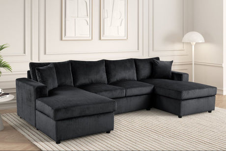 Terasa Black Double Chaise Sectional sofa main front view