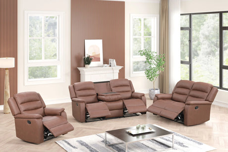 Hope brown 3-piece reclining sofa set - side view