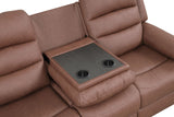 Close-up of cupholders on Hope sofa's drop-down table