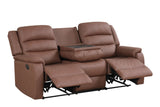 Recliner in extended position in Hope brown sofa set