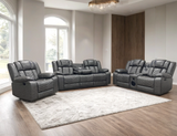 Ace Gray gel leather loveseat with Bluetooth speaker side view
