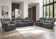 Ace Gray gel leather reclining sofa front angle