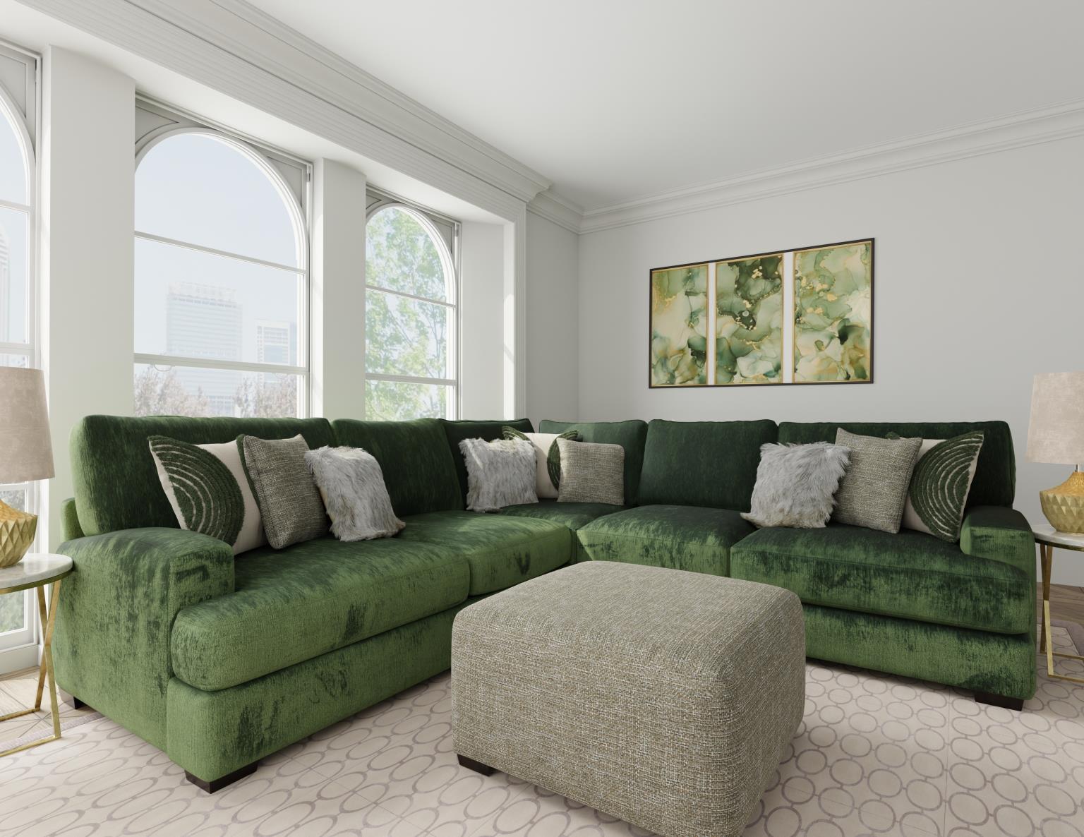 Corinthian Green 2-Piece Sectional