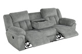 Close-up of plush textured gray fabric upholstery