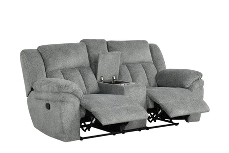 Recliner mechanism on Dallas Gray sofa set