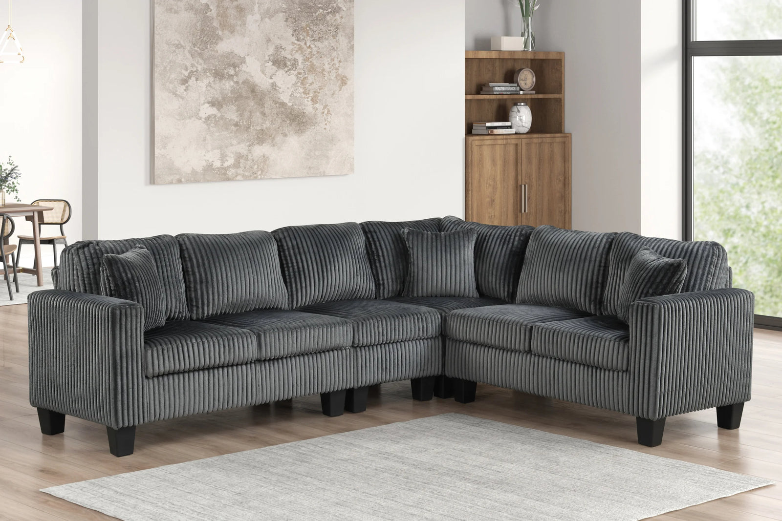 main view of Logan Charcoal Reversible Sectional sectional sofa