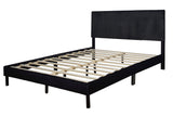 Helen Black Cord Fabric Full Platform Bed side view