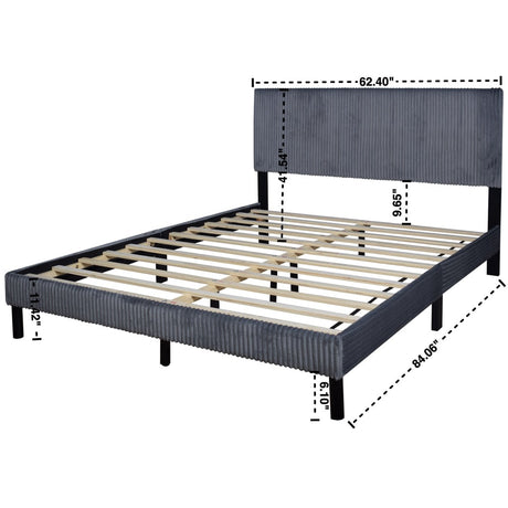 Helen Gray Cord Fabric Platform Full Bed angled side view