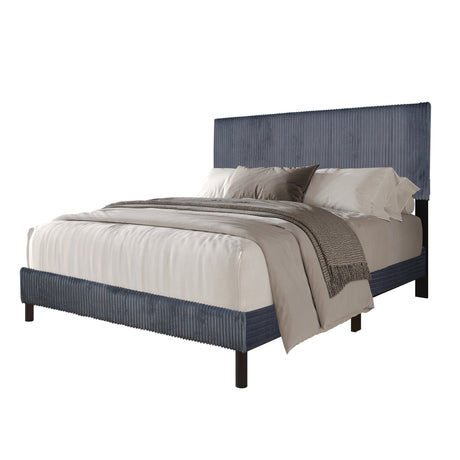 Helen Gray Cord Fabric Platform Full Bed footboard close-up