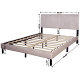 Close-up of beige cord fabric upholstery on Helen Twin Platform Bed