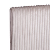 Helen Beige Cord Fabric Full Platform Bed with mattress displayed