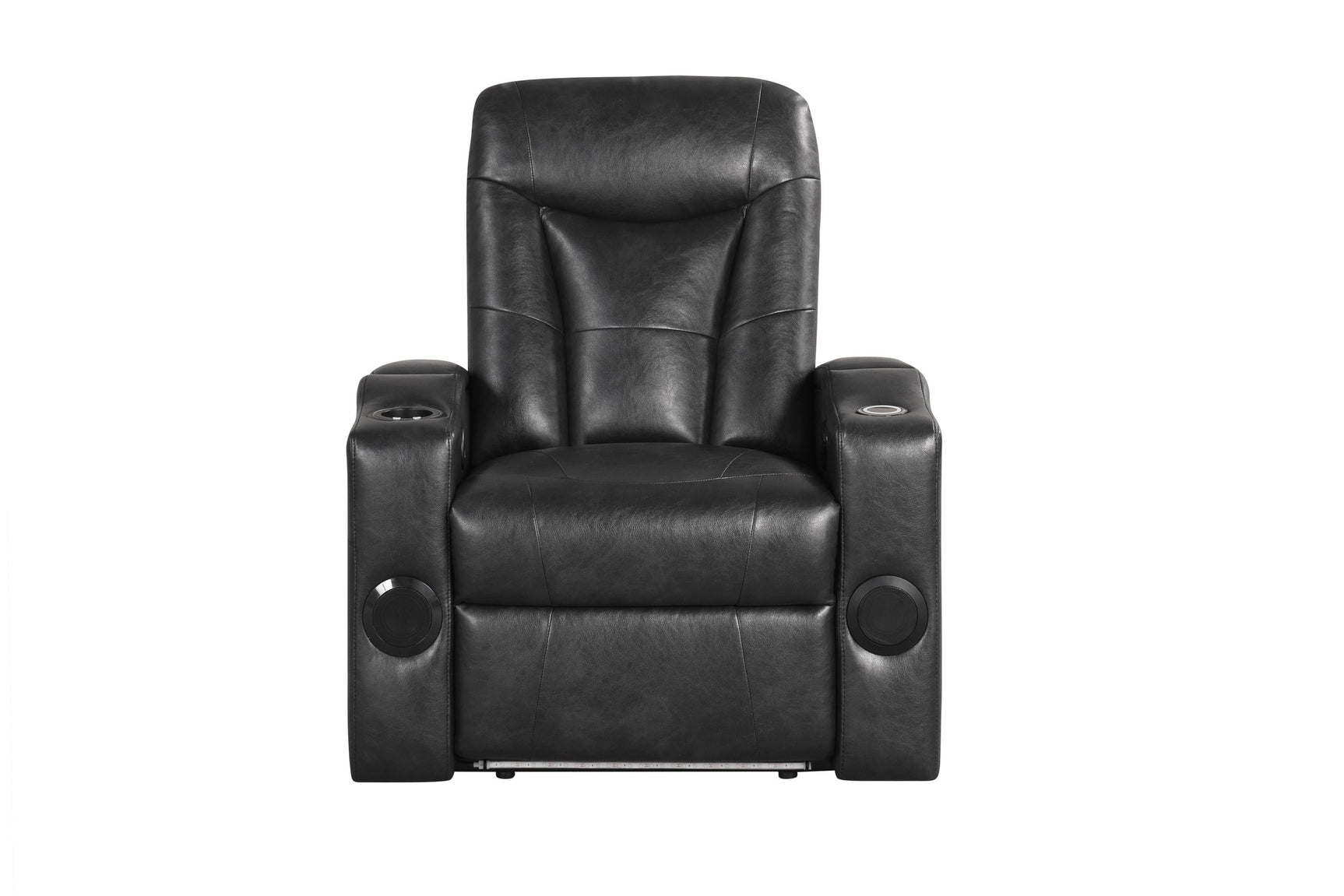 Close-up of recliner control and Bluetooth speaker