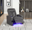 Close-up of Bluetooth speaker on recliner