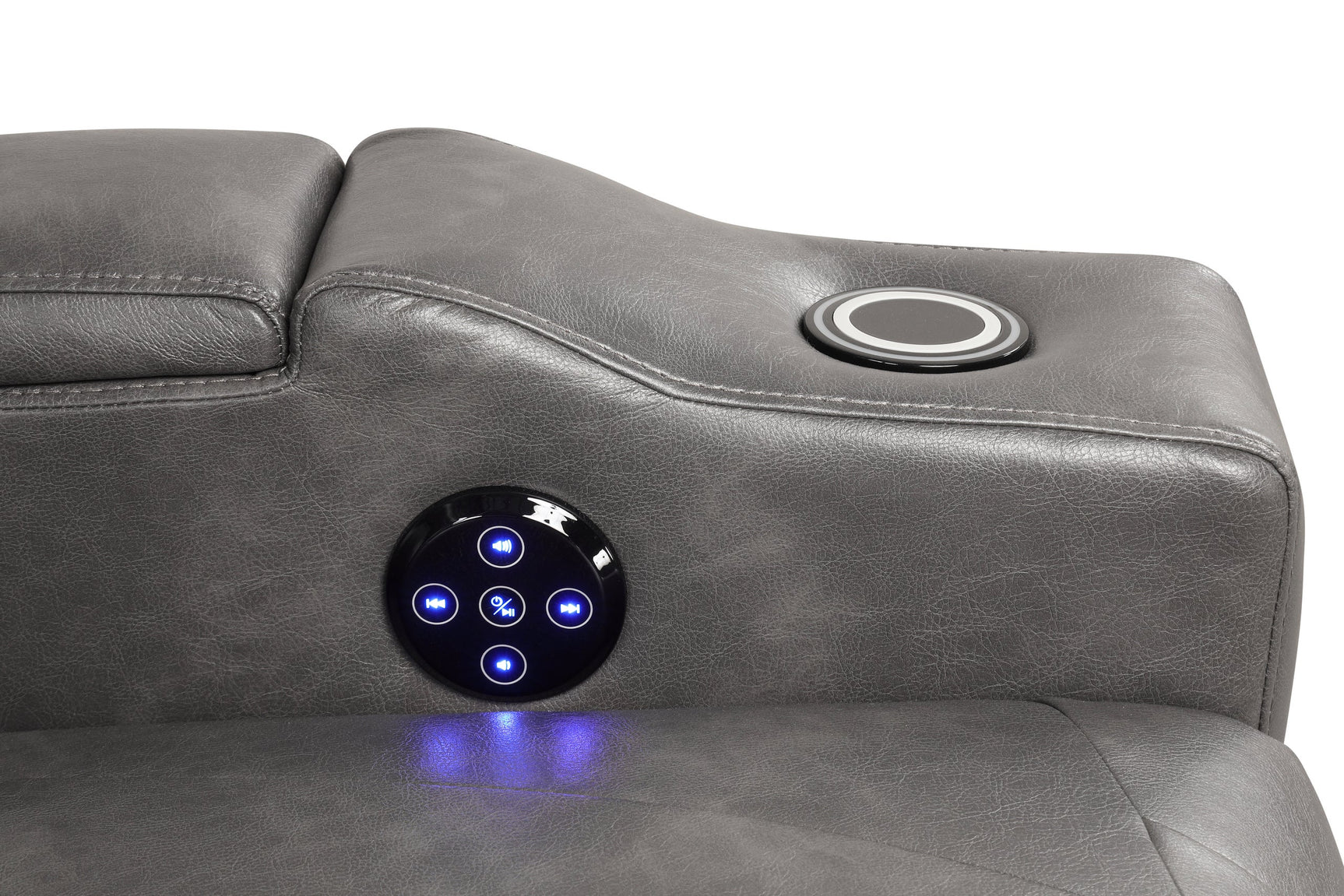 Wireless smartphone charging pad on recliner