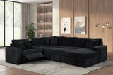 Detail view of Hunter Black sectional fabric and features
