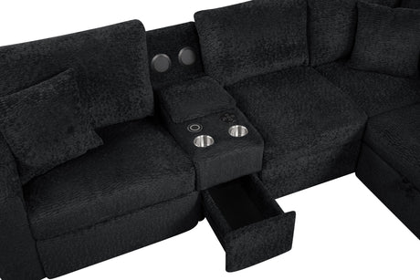 Room view showing Hunter Black sectional sofa setup
