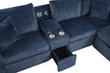 Room view of Hunter Blue sectional sofa with pull-out bed