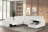 Side angle of Hunter White Fabric Sectional with storage chaise
