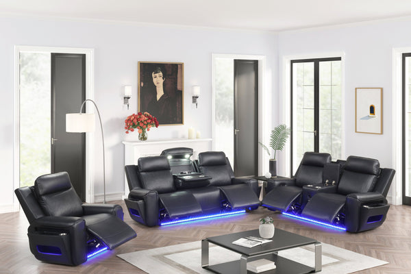 Side angle of Rolls Royce black loveseat with Bluetooth speaker