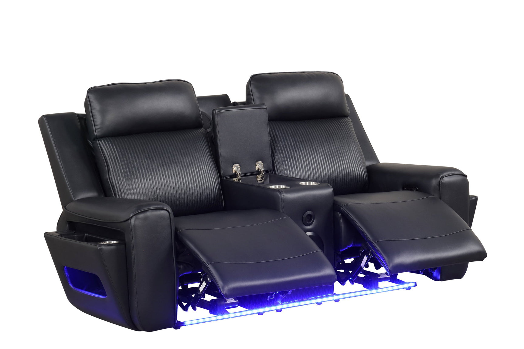 Detail of USB charging ports in armrests