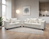Side view of FiveTen Cream Velvet 2-Piece Living Room Set
