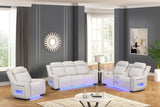 Sofa drop-down table with LED reading lights and dual cup holders