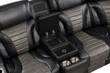 Ibiza sectional side angle showing power reclining and leather gel upholstery