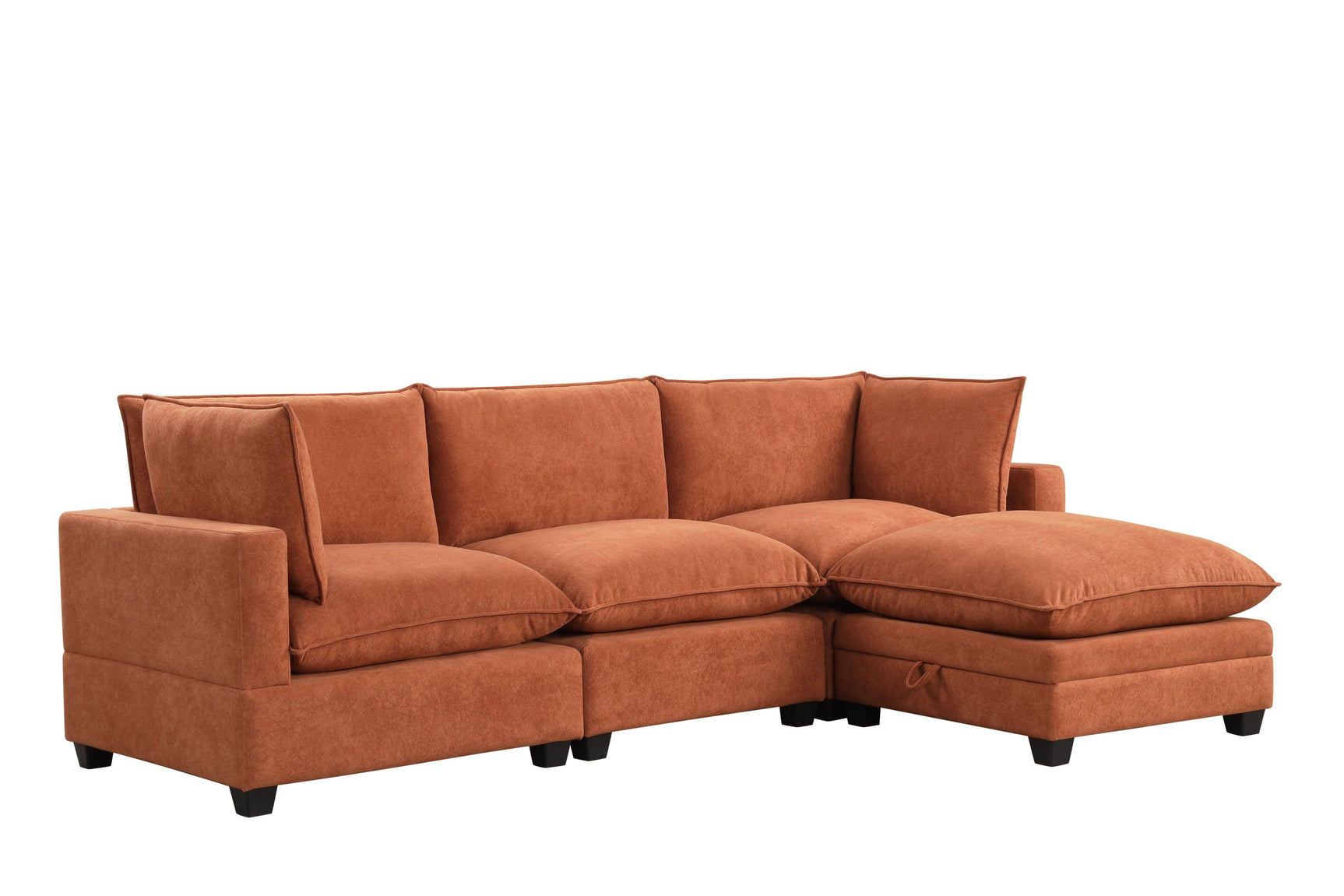 Cloud Orange Modular Fabric Sectional Sofa side view