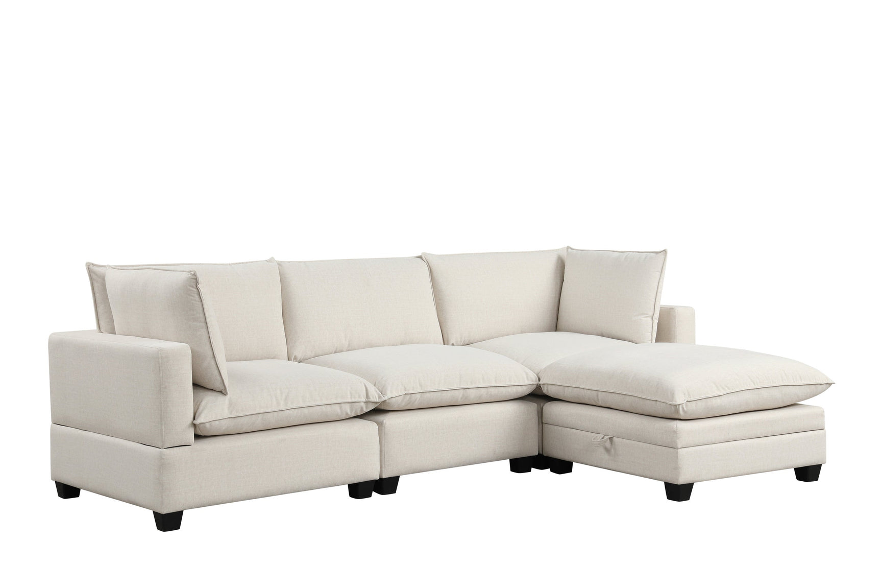 Cloud Beige Fabric Modular Sectional sofa side angle view