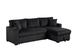 Another main angle of Aria Black Fabric Sectional Sofa with Storage Chaise