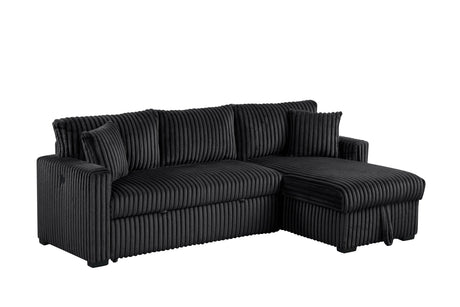 Another main angle of Aria Black Fabric Sectional Sofa with Storage Chaise