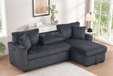 Side view of Aria Charcoal sectional sofa highlighting chaise