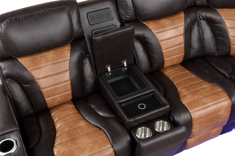 Close-up of power recliner and control panel on Ibiza sectional
