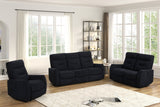 Nina Black Fabric 3-Piece Power Reclining Set reclining position
