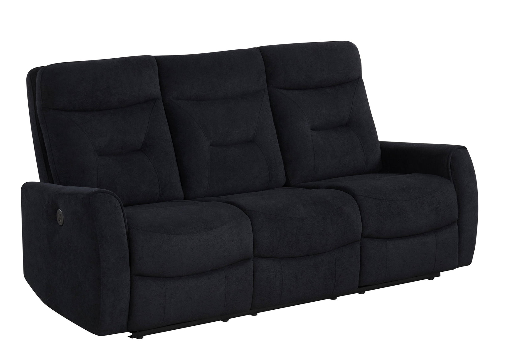 Close-up of Nina black performance fabric upholstery