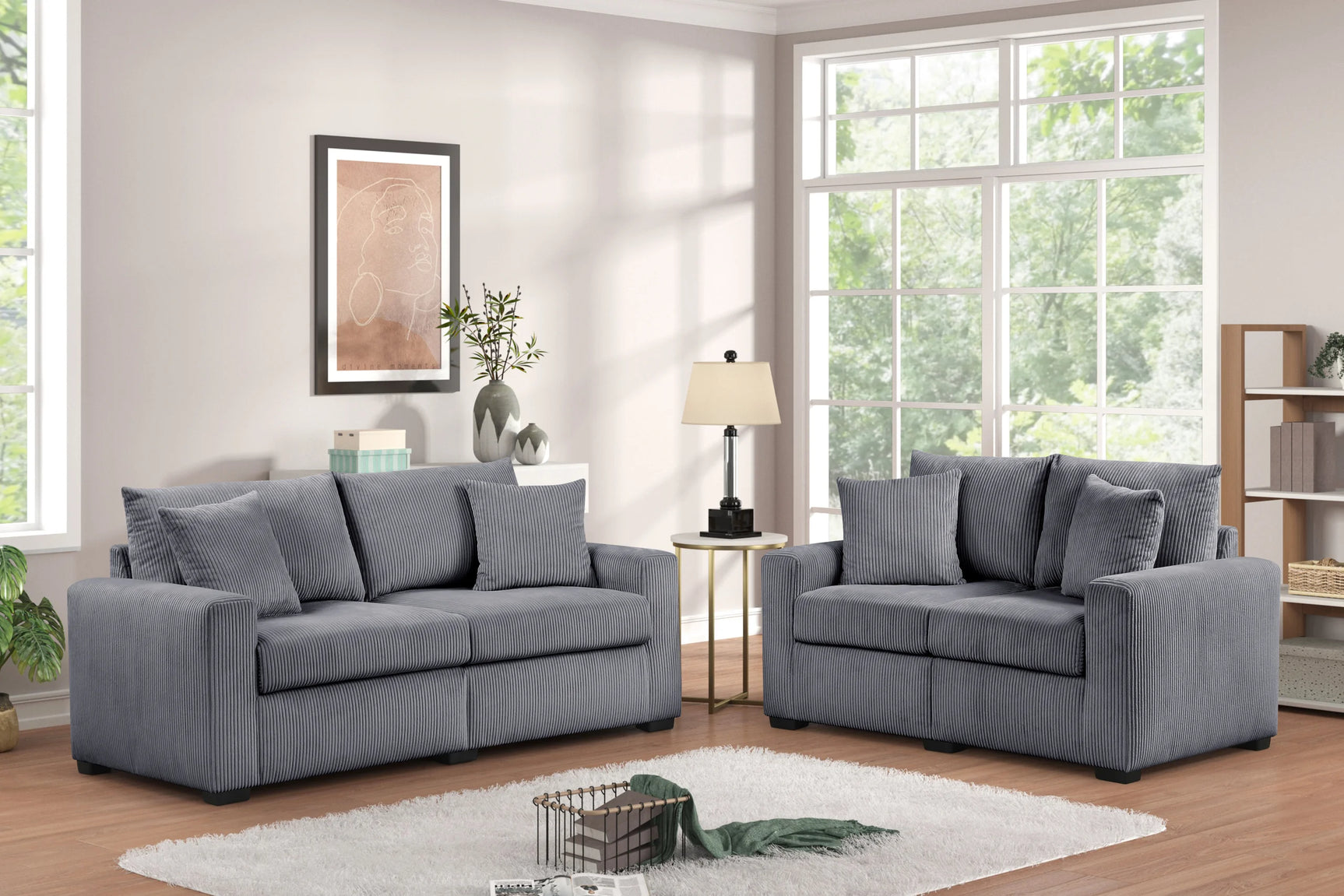 main view of Hime Gray 2-Piece Living Room Set furniture