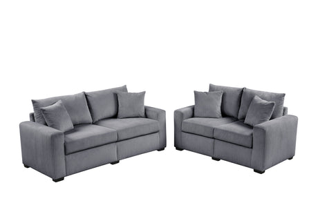 Side view of Hime Gray 2-Piece Living Room Set highlighting cord fabric texture