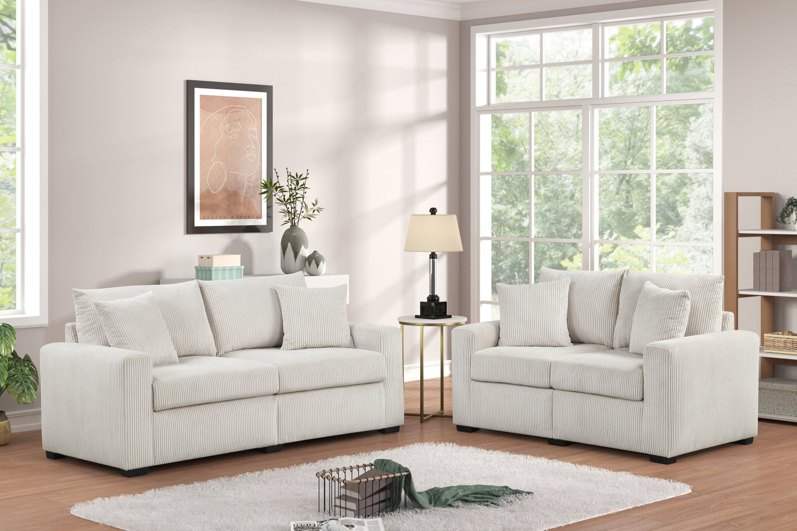 main view of Hime Beige 2-Piece Living Room Set furniture