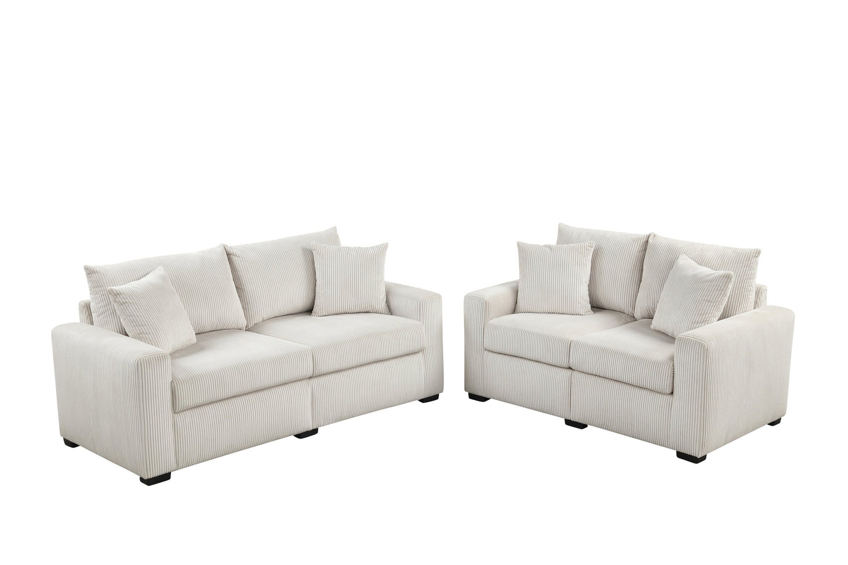 Side view of Hime Beige 2-Piece Living Room Set sofa and loveseat