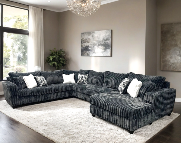 Marlo Charcoal 4-Piece Oversized Sectional sofa main front view